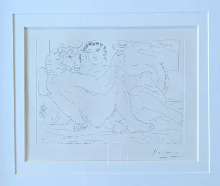版画 Picasso - Minotaure, une coup à la main, et jeune femme 