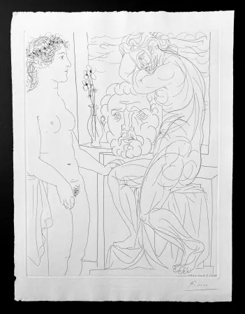 无技术 Picasso - Modèle nu et sculptures