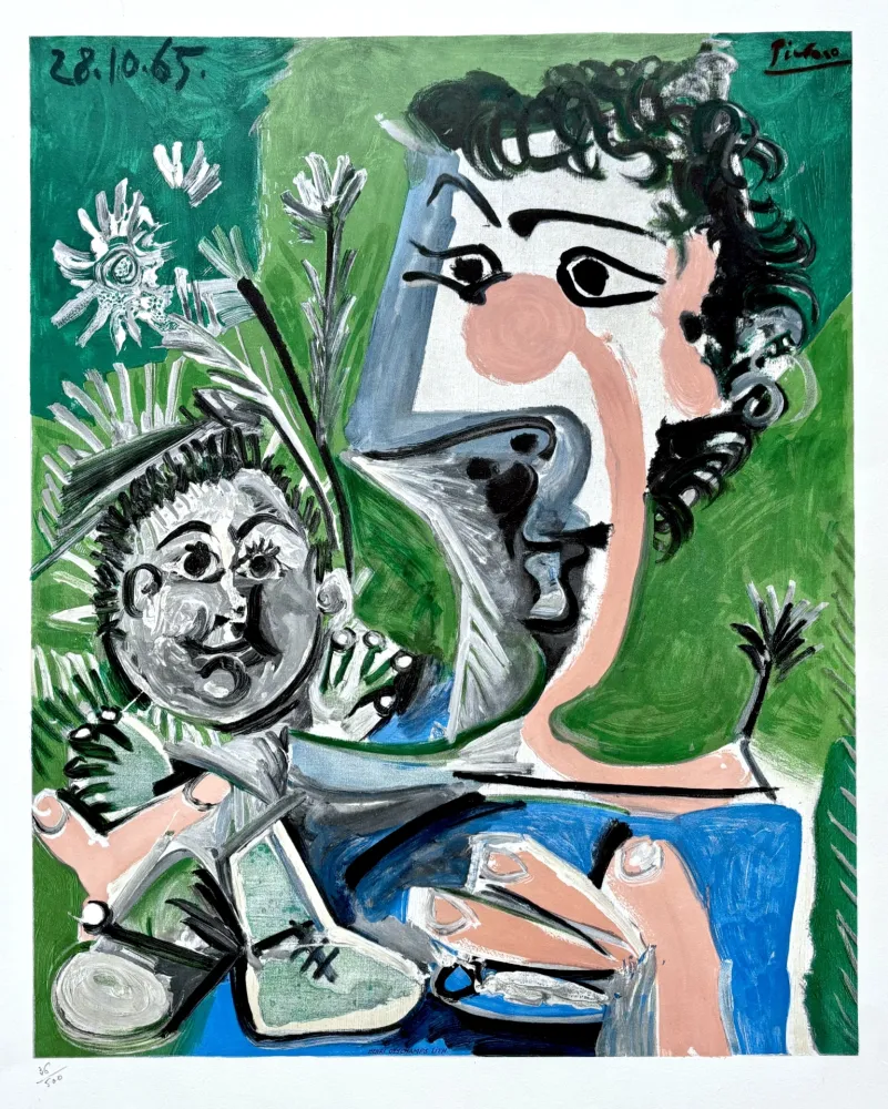 石版画 Picasso - Mother and Child 