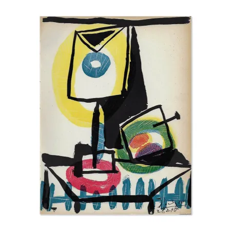 干刻版画 Picasso - Nature morte au verre et à la pomme