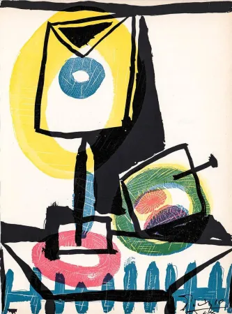 干刻版画 Picasso - Nature morte au verre et à la pomme (Still life with glass and apple)