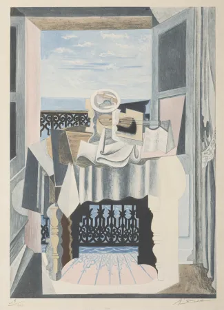 飞尘腐蚀法 Picasso - Nature morte devant une fenêtre à Saint-Raphaël