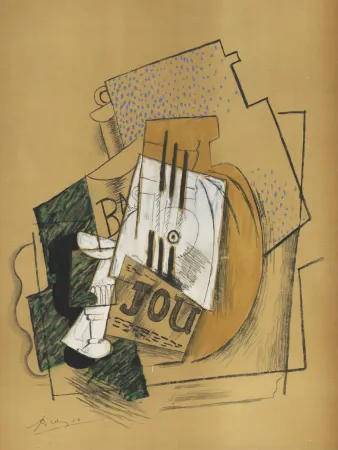 镂版印刷 Picasso - Nature Morte Papiers collés (1912) de l'album : Douze Contemporains par J. Lassaigne (1959)