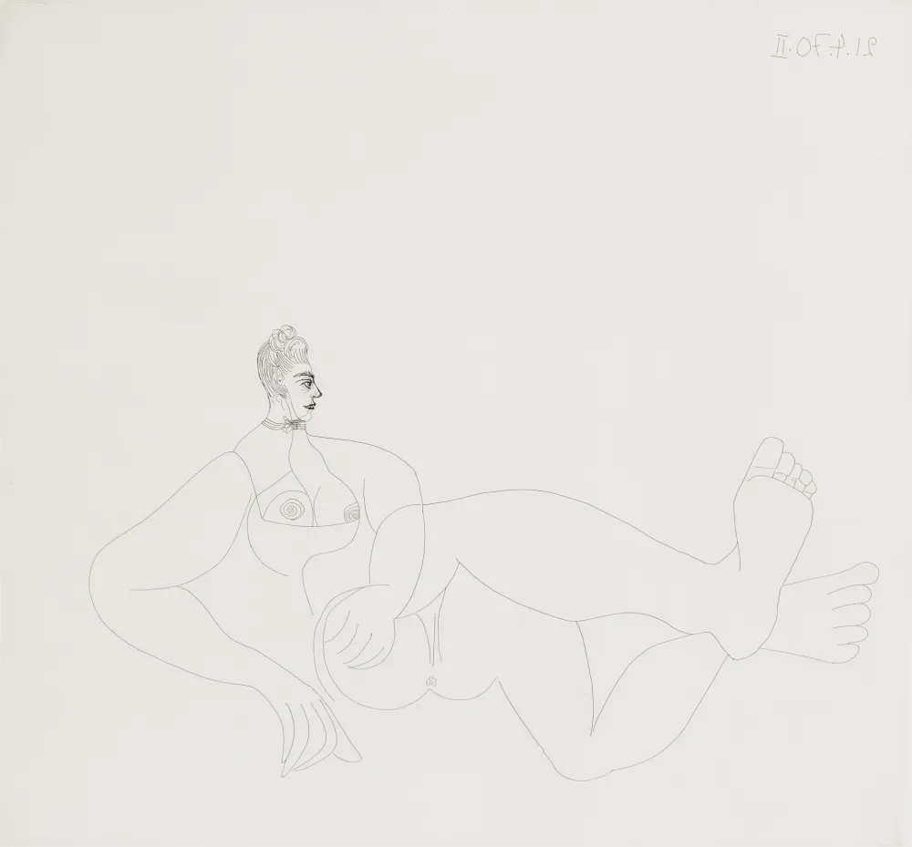 蚀刻版画 Picasso - Odalisque au collier de chien