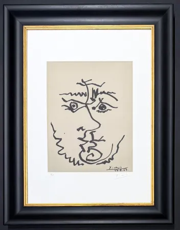 石版画 Picasso - Pablo Picasso ( 1881 – 1973 )– Visage – hand-signed Lithograph on Rives BFK paper – 1967