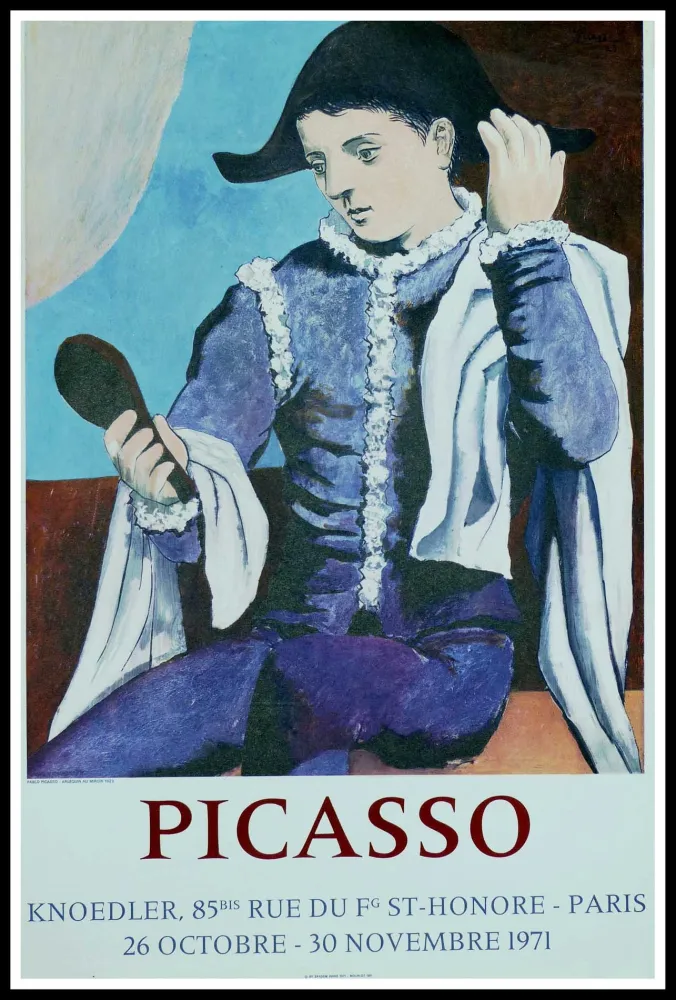 海报 Picasso - PABLO PICASSO GALERIE KNOEDLER L'ARLEQUIN AU MIROIR 
