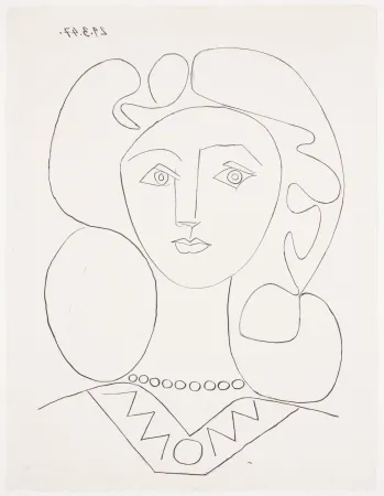 石版画 Picasso - Pablo Picasso- La Femme au Collier, Portrait of Françoise, 1947