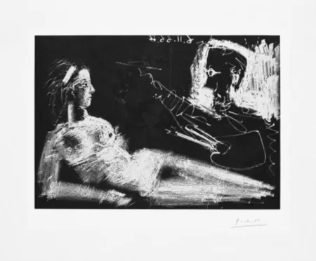 蚀刻飞尘法 Picasso - Peintre et modèle au bandeau