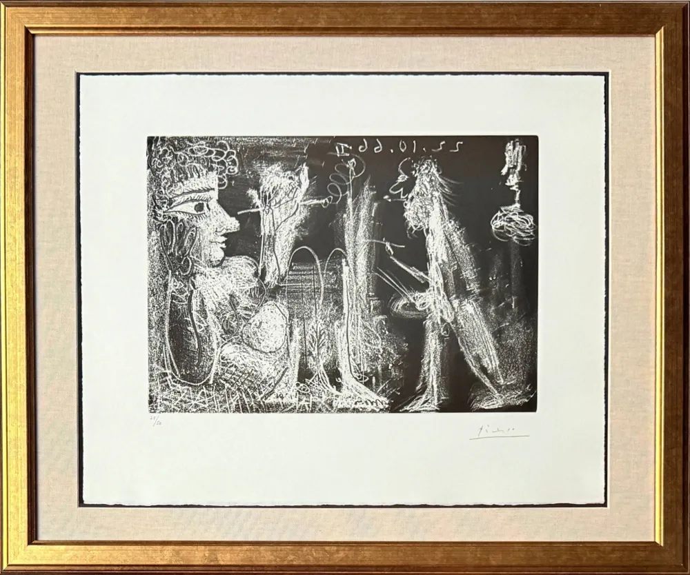 蚀刻飞尘法 Picasso - Peintre et modèle au fume-cigarette