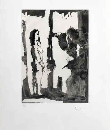蚀刻飞尘法 Picasso - Peintre et modèle aux cheveux longs