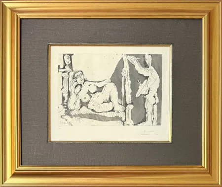 蚀刻飞尘法 Picasso - Peintre et modèle, avec une sculpture I