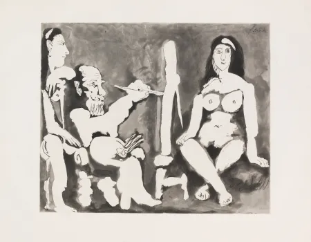 飞尘腐蚀法 Picasso - Peintre et Modèle avec une Spectatrice au Bandeau