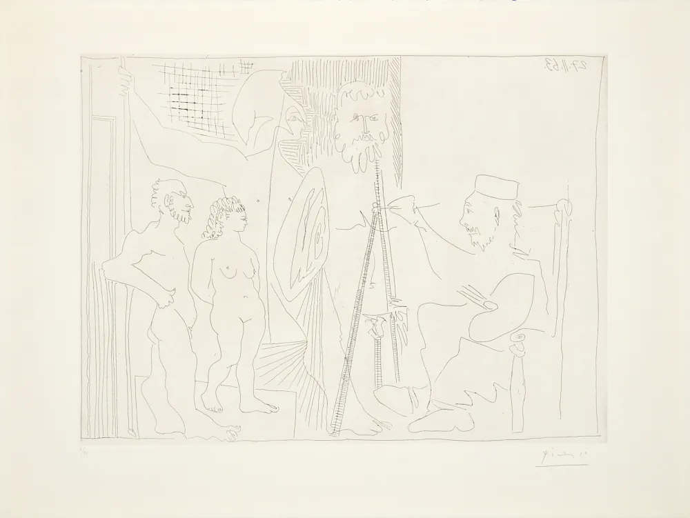 版画 Picasso - Peintre néo-classique dans son atelier