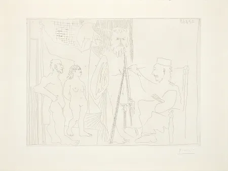 版画 Picasso - Peintre néo-classique dans son atelier