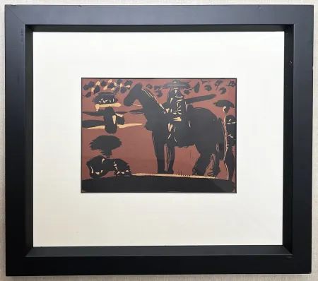 油毡版画 Picasso - PICADOR À CHEVAL. linogravure (1959-1962)