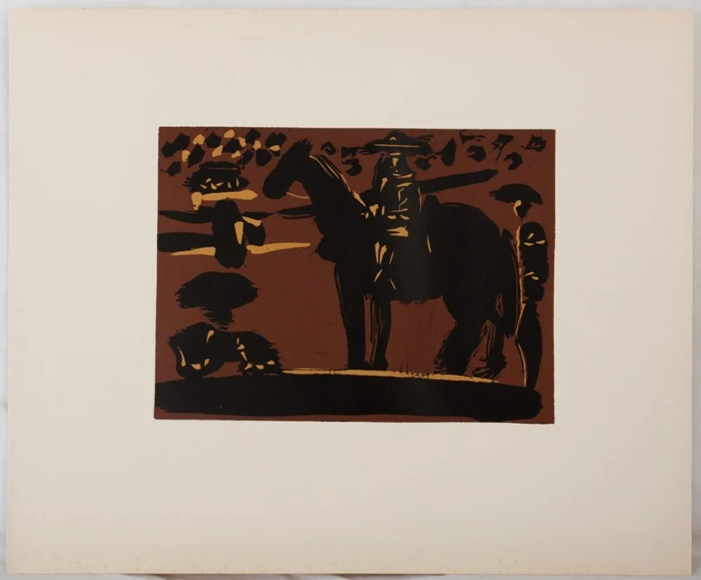 油毡版画 Picasso - Picador entrant dans l'arène