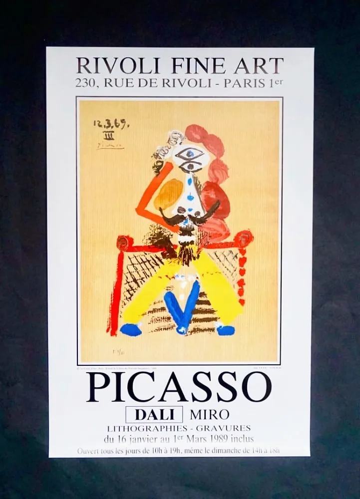 石版画 Picasso - Picasso - Dali - Miro, Rare lithographic exhibition poster, 1989 