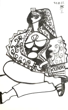 石版画 Picasso - Portrait de femme