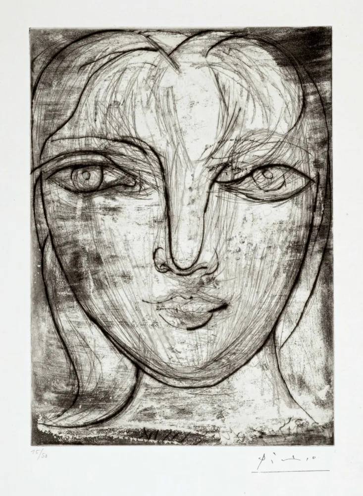 版画 Picasso - Portrait de Marie-Thérèse de face