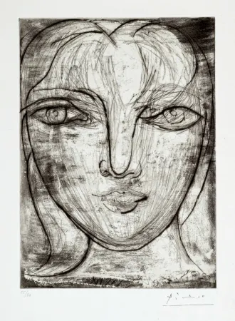 版画 Picasso - Portrait de Marie-Thérèse de face