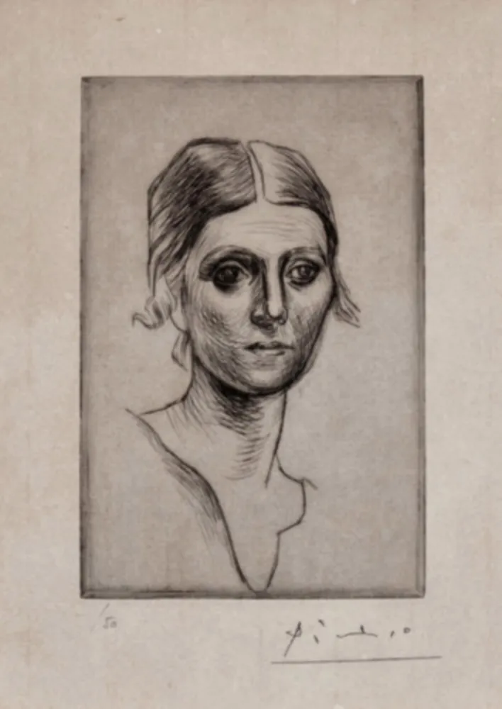干刻版画 Picasso - Portrait d'Olga Picasso