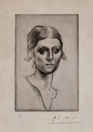 干刻版画 Picasso - Portrait d'Olga Picasso