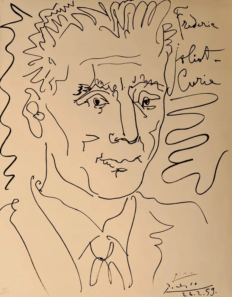 石版画 Picasso - Portrait of Frederic Joliot-Curie