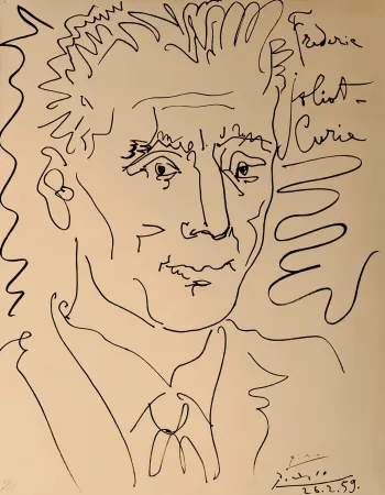 石版画 Picasso - Portrait of Frederic Joliot-Curie