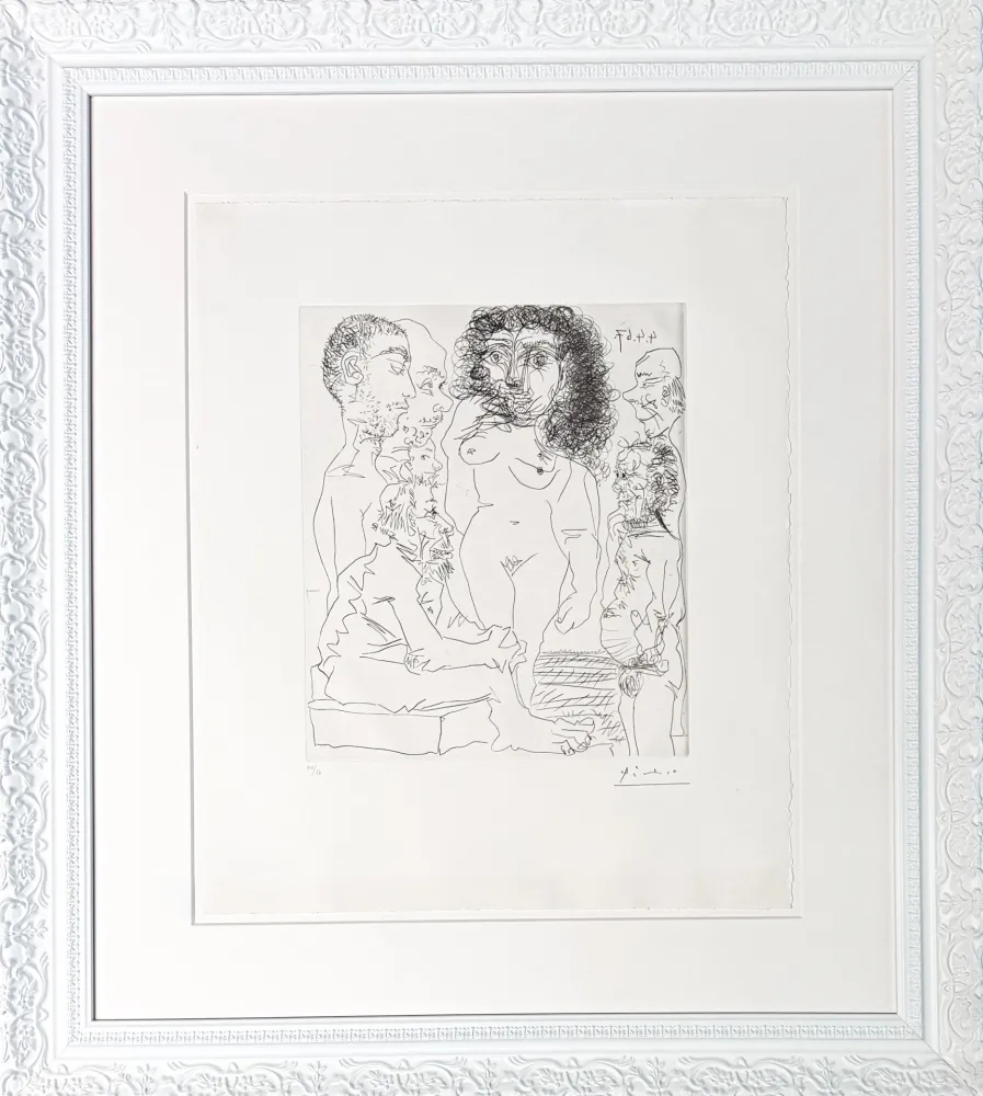 版画 Picasso - Réflexion du vieux peintre sur la femme