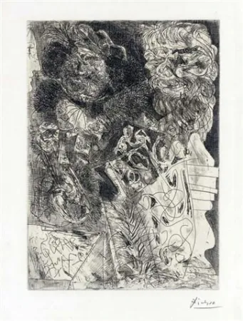 版画 Picasso - Rembrandt a la Palette
