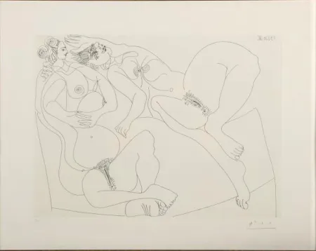 蚀刻版画 Picasso - Repos. Deux Filles Bavardant