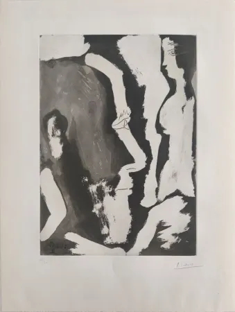 蚀刻飞尘法 Picasso - Sculpteur travaillant à un buste de femme II 