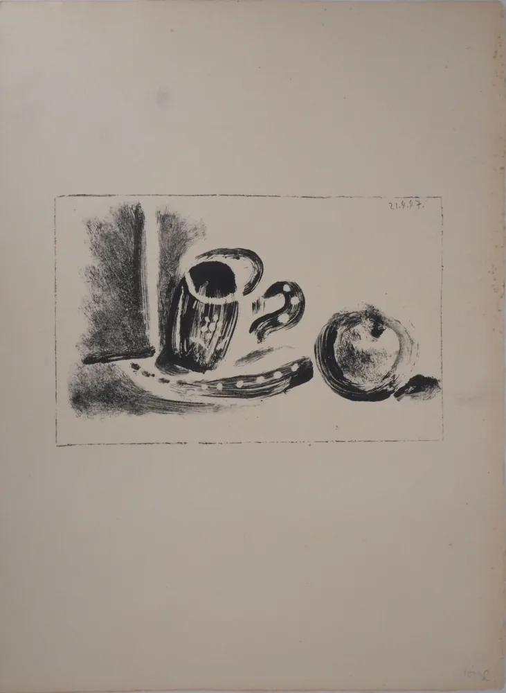 石版画 Picasso - Tasse et pomme