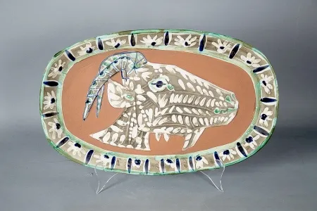 陶瓷 Picasso -  	Tete de chevre de profil (Goat's Head in Profile), 1952