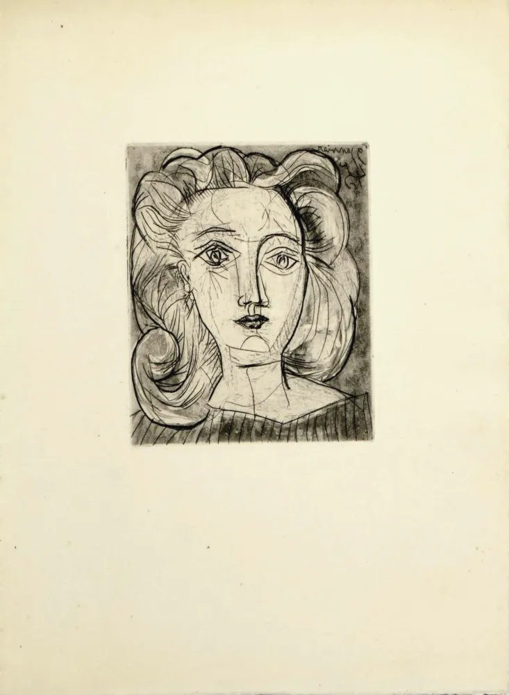 蚀刻版画 Picasso - Tête de Femme