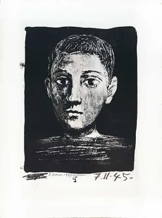 石版画 Picasso - Tête de jeune garçon