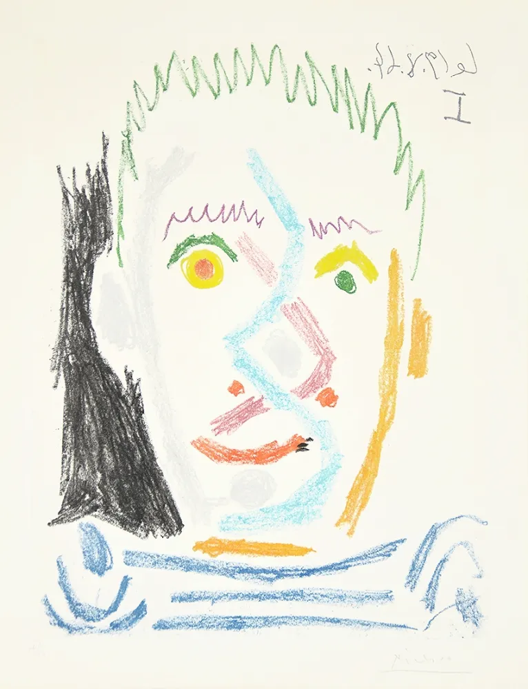 飞尘腐蚀法 Picasso - Tete d’homme au maillot raye (Man’s Head with Striped Shirt), 1964