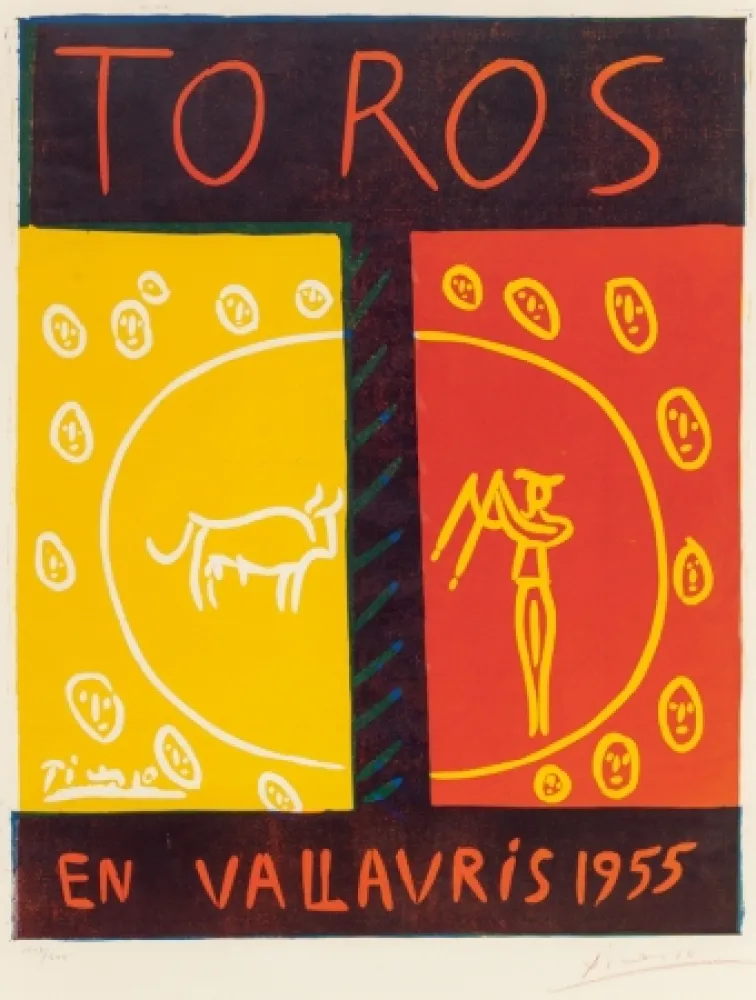 油毡版画 Picasso - Toros en Vallauris (Bulls in Vallauris ),1955