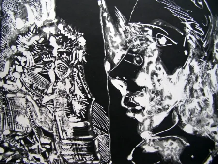 飞尘腐蚀法 Picasso - TWO BUSTS (WHITE LINE)