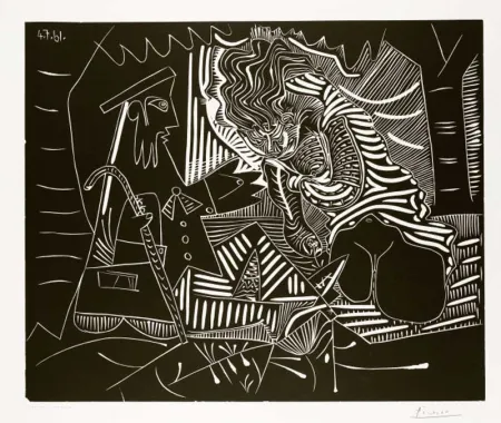 油毡版画 Picasso - Variation sur 'Le Déjeuner sur l'herbe'
