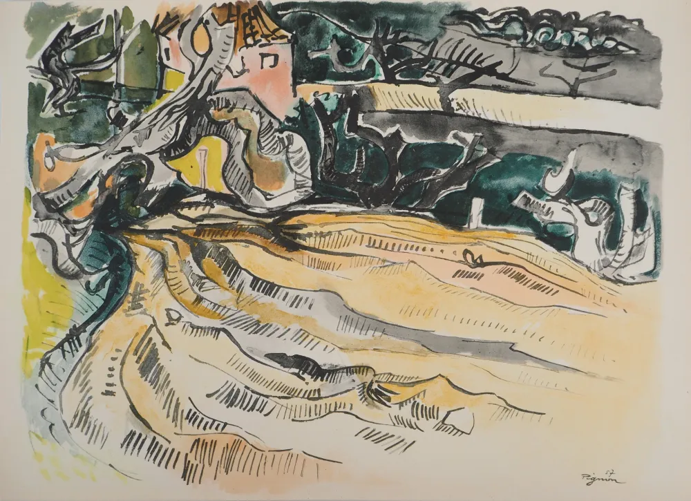 石版画 Pignon - Provence, automne à Bandol