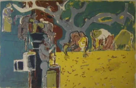 石版画 Pignon - Ramassage des olives ou vendanges