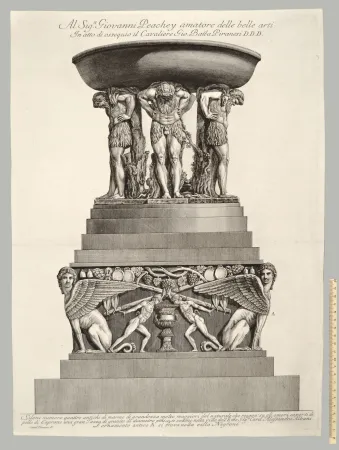 蚀刻版画 Piranesi - VASCA DI GRANITO SORRETTA DA QUATTRO FAUNI