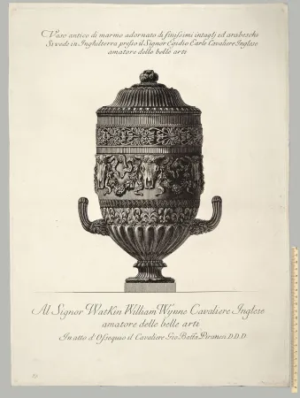 蚀刻版画 Piranesi - VASO ANTICO DI MARMO ADORNATO DI FINISSIMI INTAGLI ED ARABESCHI