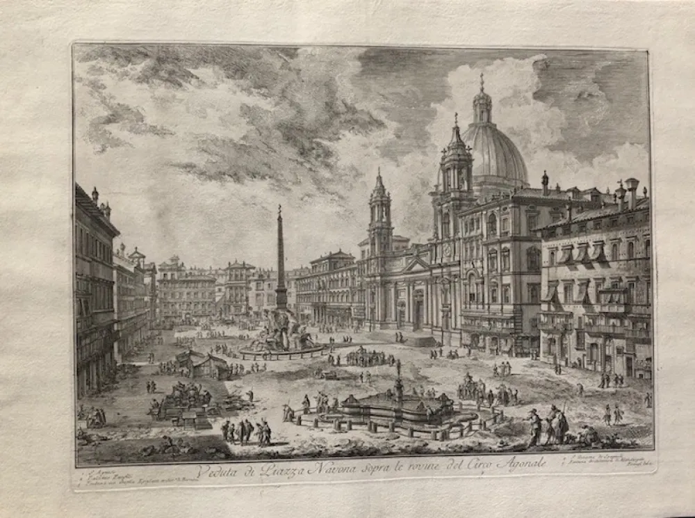 蚀刻版画 Piranesi - Veduta di Piazza Navona sopra le rovine del circo atonale