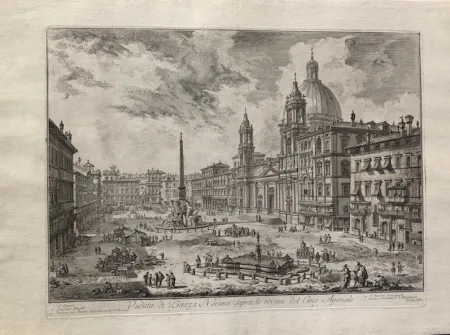 蚀刻版画 Piranesi - Veduta di Piazza Navona sopra le rovine del circo atonale