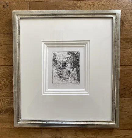 石版画 Pissarro - Group de paysans 