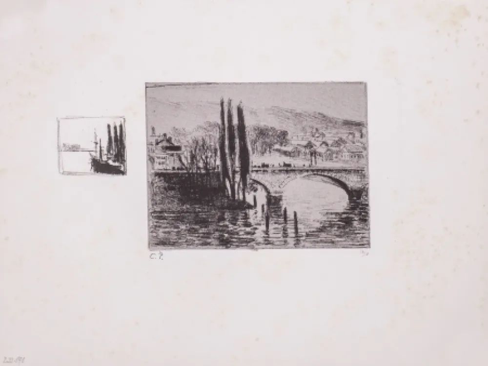石版画 Pissarro - Le Pont Corneille