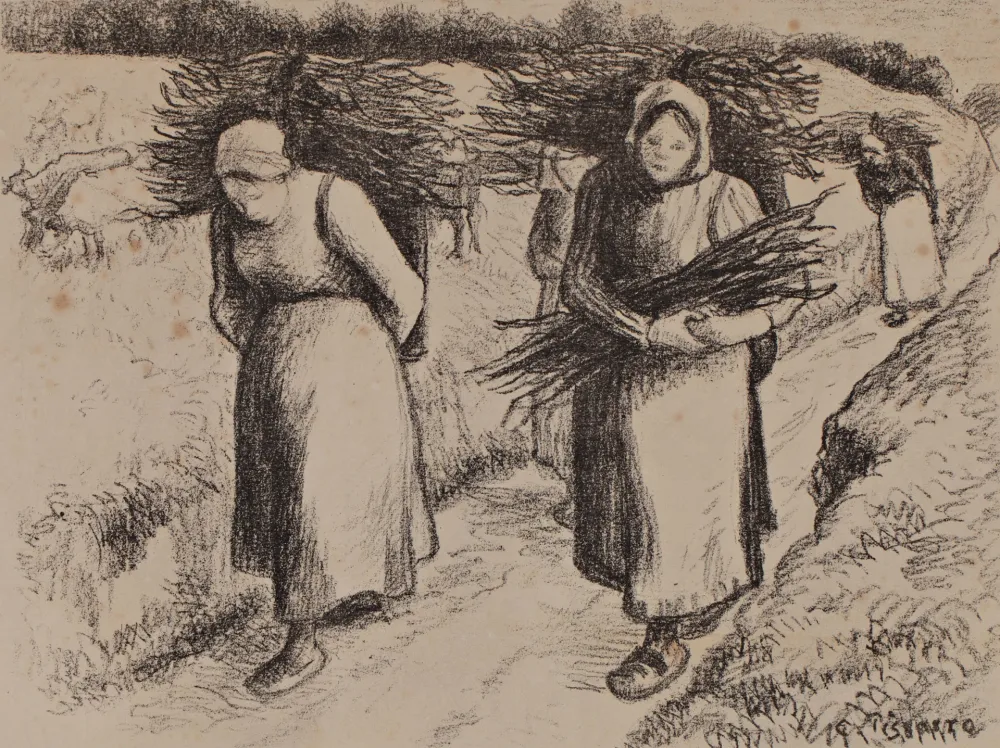 石版画 Pissarro - Les porteuses de fagots