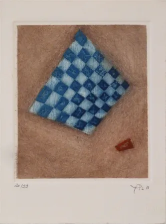 版画 Piza - Damier Bleu